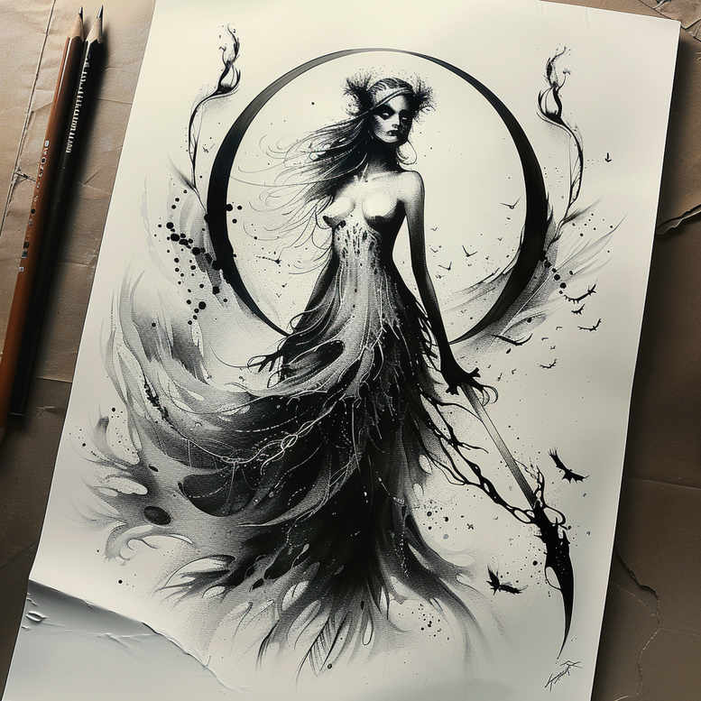 slavic-mythology tattoo design ideas Surrealism bizarre deep shadows for side torso