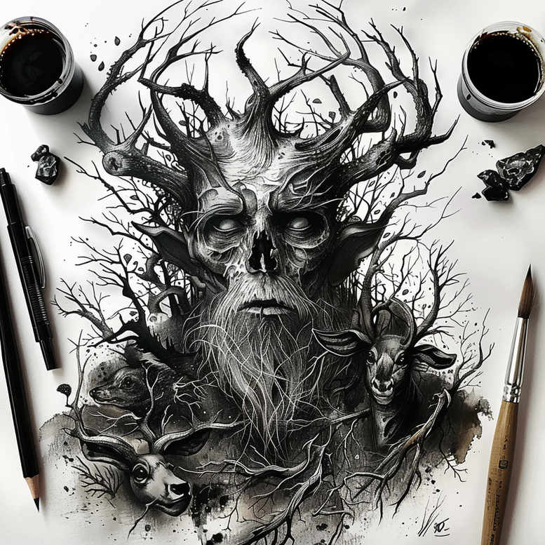 slavic-mythology tattoo design ideas Surrealism blurred edges distorted resilience and power