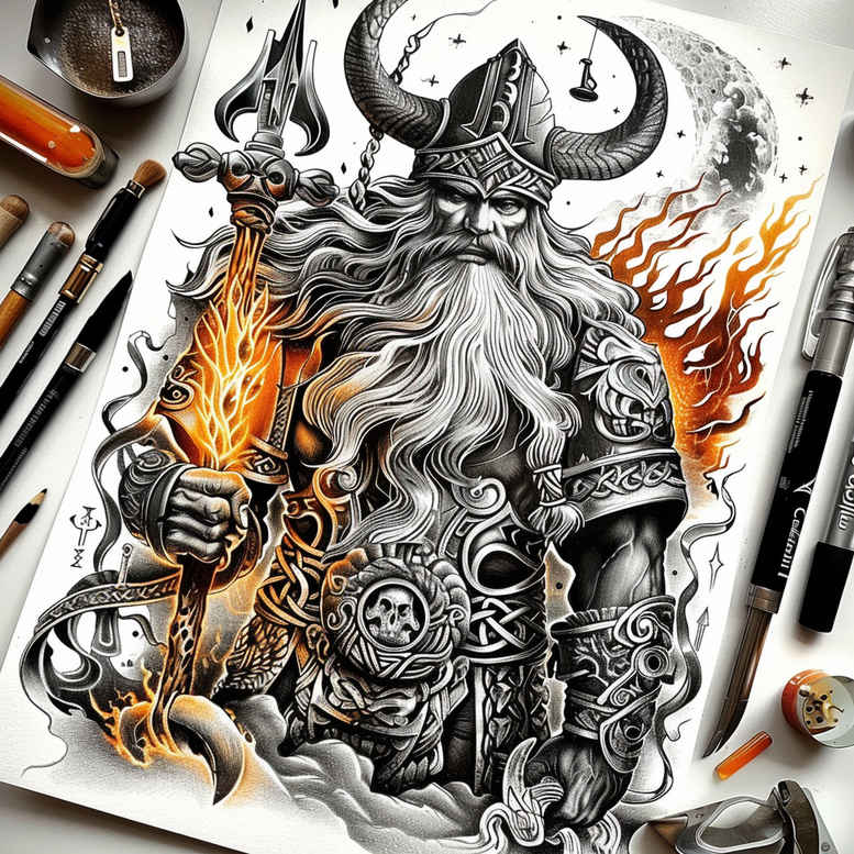 slavic-mythology tattoo design ideas smooth gradients dreadful symbolising courage
