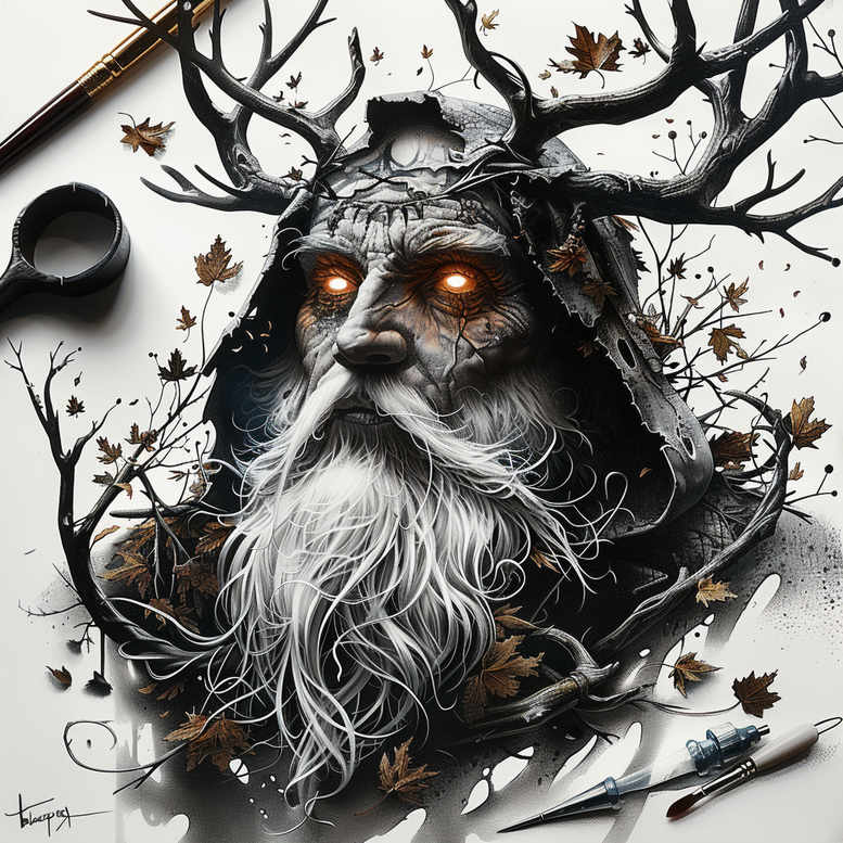 slavic-mythology tattoo design ideas bold highlights evil spirit for fingers