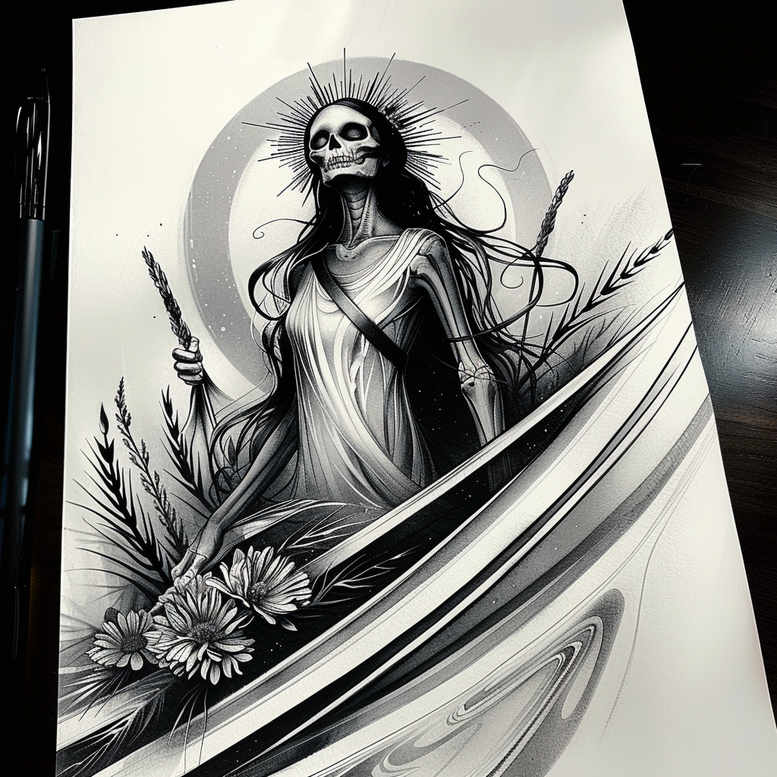 slavic-mythology tattoo design ideas Neotraditional vivid color grim for shin