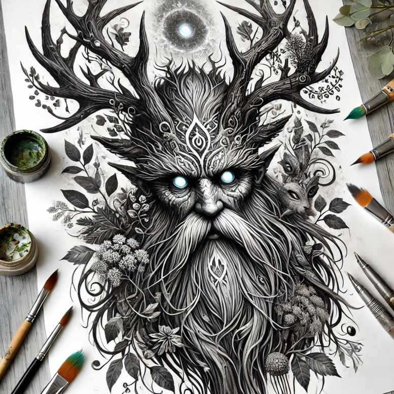 slavic-mythology tattoo design ideas Surrealism fluid forms possessed for upper back