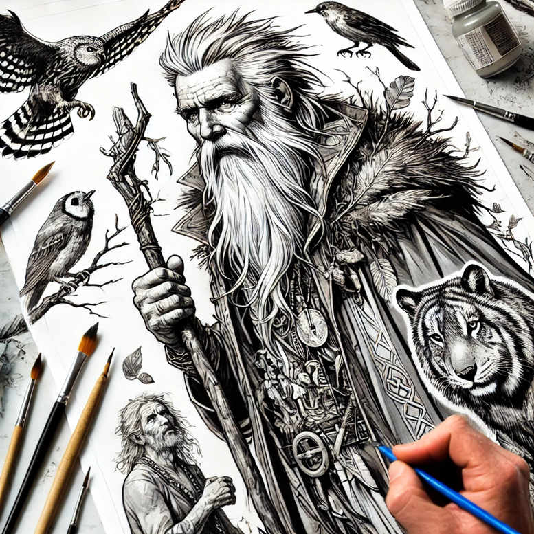 slavic-mythology tattoo design ideas textured fills shadows endurance and power