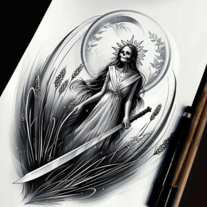 slavic-mythology tattoo design ideas refined lines strange laughter symbolising resilience