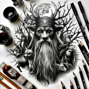 slavic-mythology tattoo design ideas Realism subtle gradients tattered clothing embodying determination