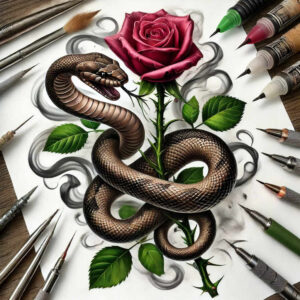 expressive-snake-tattoo – tattoo design ideas free ai generated – uncluttered – for-hand – Gallery: snakes-inkby-ai