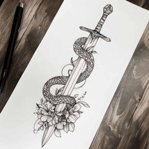 motion-snake-tattoo – tattoo design ideas free ai generated – gentle – for-upper-thigh – Gallery: snakes-inkby-ai