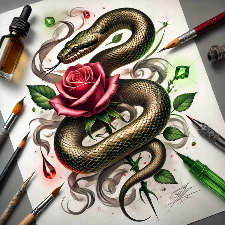 motion-snake-tattoo – tattoo design ideas free ai generated – slender – for-spine – Gallery: snakes-inkby-ai