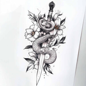 ornamental-snake-tattoo – tattoo design ideas free ai generated – symbolic – for-lower-back – Gallery: snakes-inkby-ai