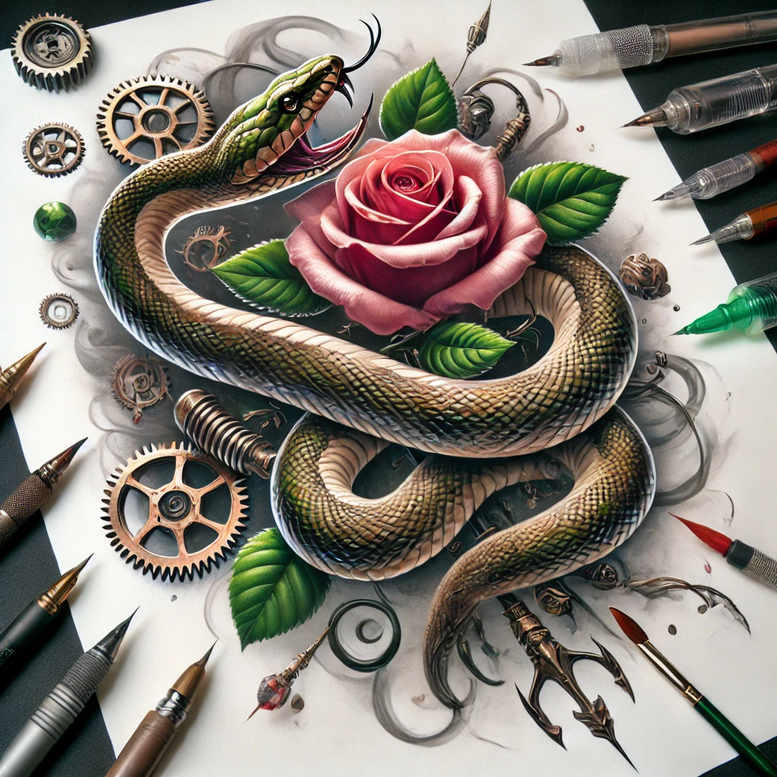 protection-symbol-snake-tattoo – tattoo design ideas free ai generated – discreet – for-biceps – Gallery: snakes-inkby-ai
