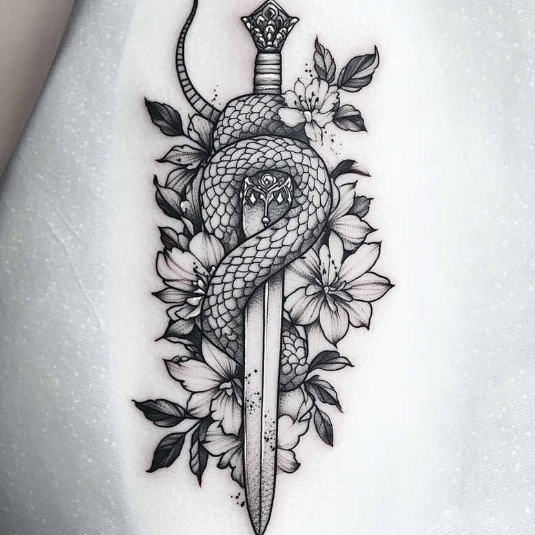 realistic-snake-tattoo – tattoo design ideas free ai generated – understated – for-sternum – Gallery: snakes-inkby-ai
