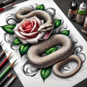 transformation-symbol-snake-tattoo – tattoo design ideas free ai generated – sparse – for-spine – Gallery: snakes-inkby-ai