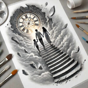 life-motif-stairs-tattoo – tattoo design ideas free ai generated – surrealism-melting-forms – for-side-torso – Gallery: stairs-inkby-ai