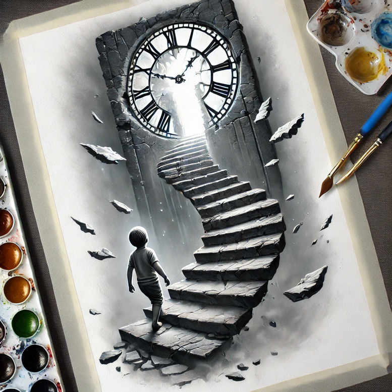 realistic-stairs-tattoo – tattoo design ideas free ai generated – realism-mirrored-effect – for-ankle – Gallery: stairs-inkby-ai