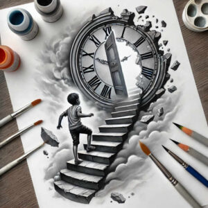 shadow-stairs-tattoo – tattoo design ideas free ai generated – surrealism-enigmatic-light – for-outer-arm – Gallery: stairs-inkby-ai