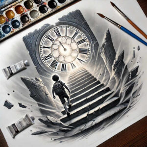spirituality-symbol-stairs-tattoo – tattoo design ideas free ai generated – realism-high-fidelity – for-shoulder-blade – Gallery: stairs-inkby-ai