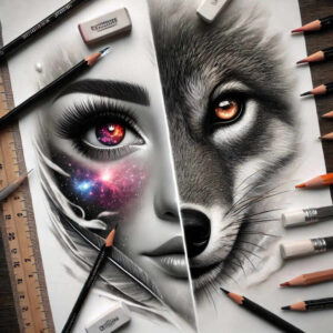 surrealistic-characters tattoo design ideas classic composition dream persona for scapula