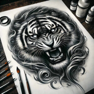 tiger-strength-symbol – tattoo design ideas free ai generated – realism-natural-contours – for-side-torso – Gallery: tigers-inkby-ai