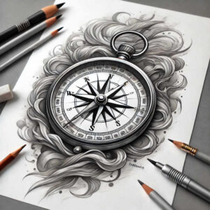 travels tattoo design ideas layered shading compass aura shows perseverance