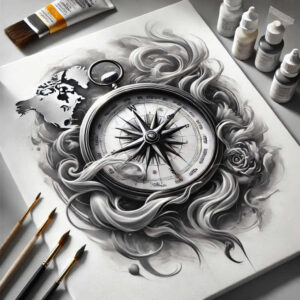 travels tattoo design ideas bold texture compass symbol represents strength