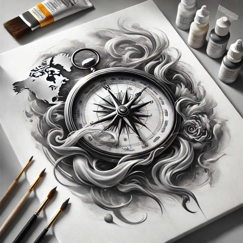 travels tattoo design ideas bold texture compass symbol represents strength