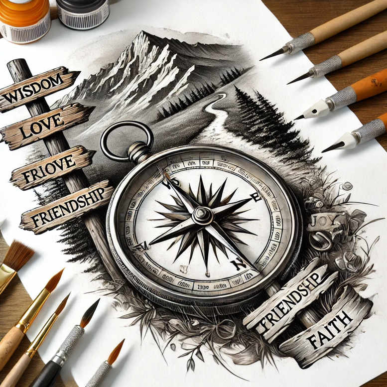 travels tattoo design ideas essential lines magnetic direction shows determination