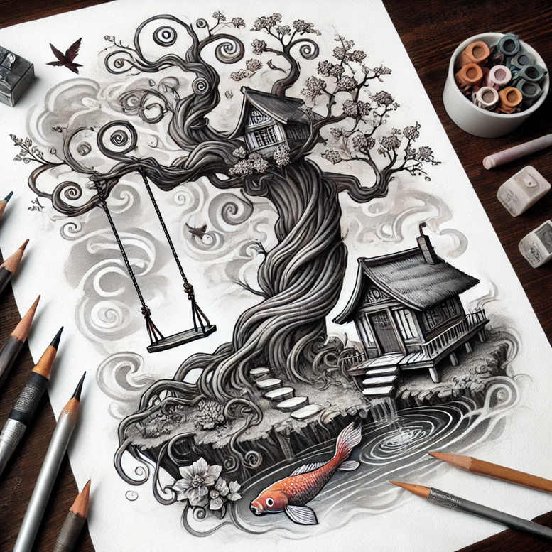 trees tattoo design ideas Surrealism enigmatic rooted being for biceps