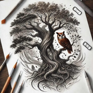 tree-symbolism-neotraditional-vivid-detail-for-shoulder-blade – tattoo design ideas free ai generated – Gallery: trees-inkby-ai