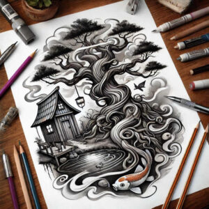 tree-tattoo-surrealism-ghostly-shapes-for-triceps – tattoo design ideas free ai generated – Gallery: trees-inkby-ai