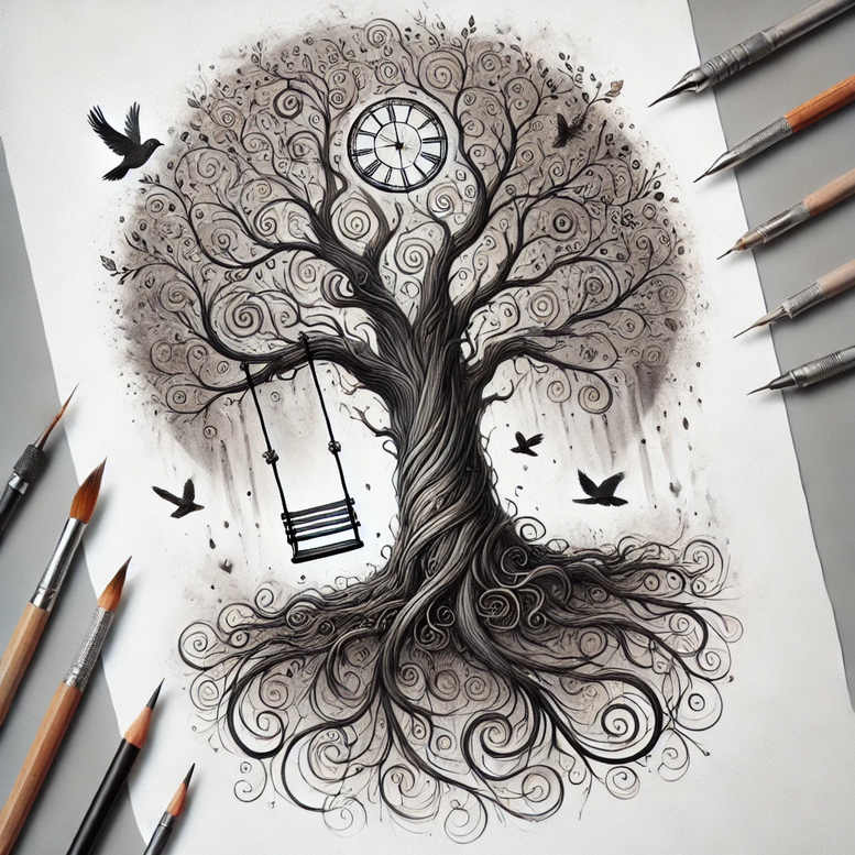 tree-with-detail-neotraditional-modern-classic-for-temple – tattoo design ideas free ai generated – Gallery: trees-inkby-ai