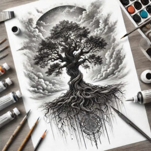 tree-with-3d-effect-realism-soft-contrast-for-abdomen – tattoo design ideas free ai generated – Gallery: trees-inkby-ai