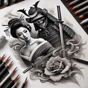 protection-motif-tattoo-neotraditional-color-blending-for-calf – tattoo design ideas free ai generated – Gallery: warriors-asia-inkby-ai