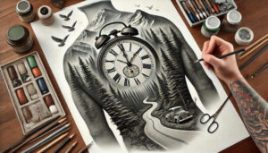 watches-hourglass tattoo design ideas crisp antique measure symbolising resilience