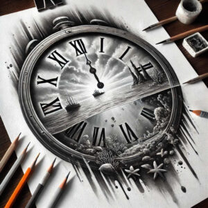 watches-hourglass tattoo design ideas soft blending dust fall embodying perseverance