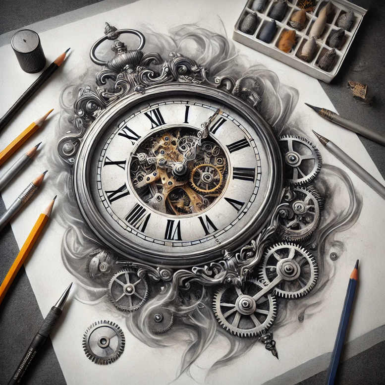 time-with-time-and-space-motif-neotraditional-crisp-lines-for-upper-thigh – tattoo design ideas free ai generated – Gallery: watches-hourglass-inkby-ai