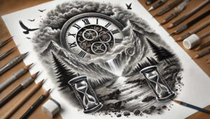 time-hope-symbol-neotraditional-classic-motifs-for-heel – tattoo design ideas free ai generated – Gallery: watches-hourglass-inkby-ai