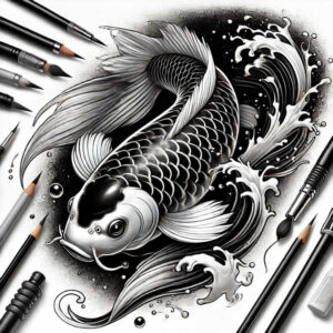 water-animals tattoo design ideas Surrealism hallucinatory aquatic tattoo for abdomen