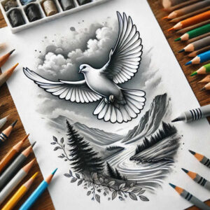 water-animals tattoo design ideas clean lines aquatic tattoo symbolising courage