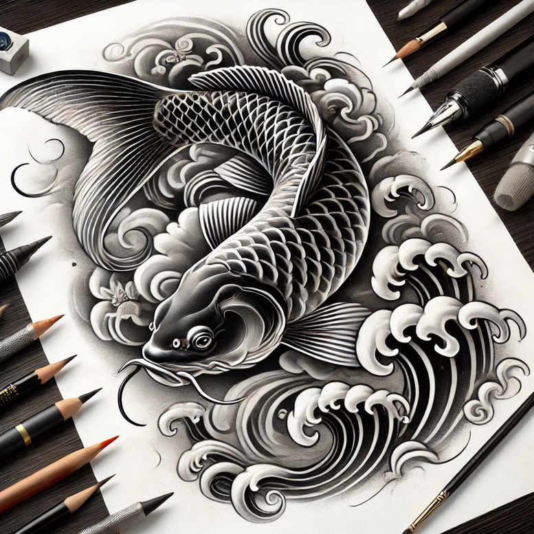 water-animals tattoo design ideas hyperrealistic blue energy strength and power