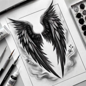 strength-symbol-wings-tattoo-for-men – tattoo design ideas free ai generated – surrealism-otherworldly – for-side – Gallery: wings-inkby-ai