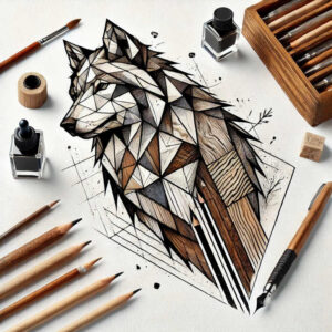 motion-wolf-tattoo – tattoo design ideas free ai generated – neotraditional-artistic-contrast – for-wrist – Gallery: wolves-inkby-ai