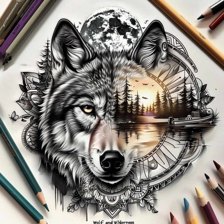 wolves tattoo design ideas intricate cold gaze for lower arm