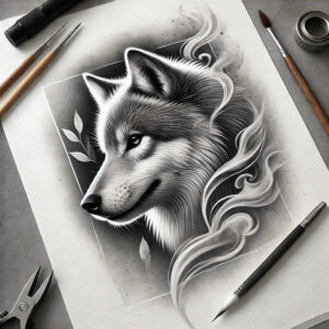wolves tattoo design ideas Surrealism psychic energy nocturnal strength for temple