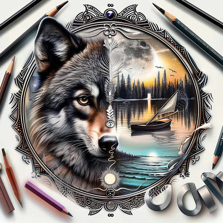 wolves tattoo design ideas Realism precise anatomy sharp senses shows determination