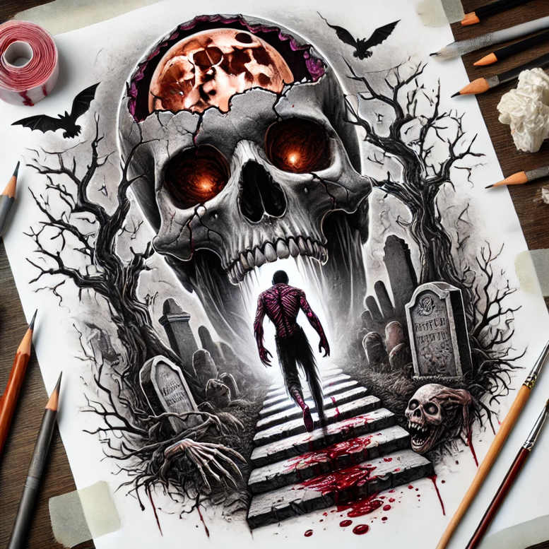 destruction-motif-tattoo-spectral-for-upper-chest – tattoo design ideas free ai generated – Gallery: zombies-inkby-ai