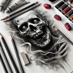 shaded-zombie-tattoo-tattered-clothing-for-upper-chest – tattoo design ideas free ai generated – Gallery: zombies-inkby-ai