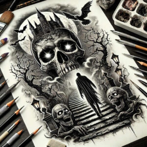 motion-tattoo-strange-laughter-for-upper-arm – tattoo design ideas free ai generated – Gallery: zombies-inkby-ai