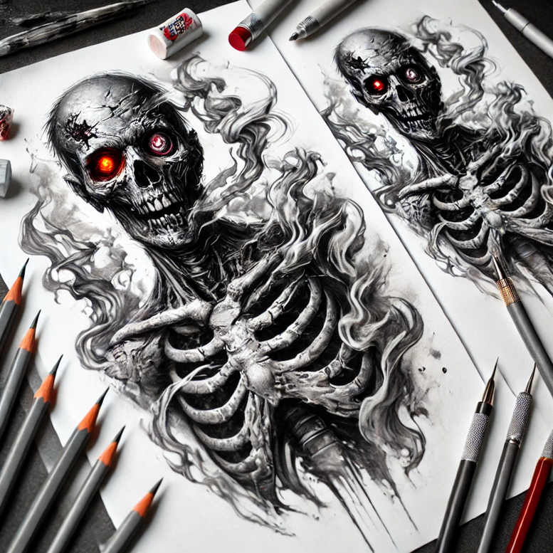 artistic-detail-tattoo-stitched-for-hand – tattoo design ideas free ai generated – Gallery: zombies-inkby-ai