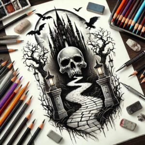 fear-and-horror-tattoo-shadow-for-neck – tattoo design ideas free ai generated – Gallery: zombies-inkby-ai