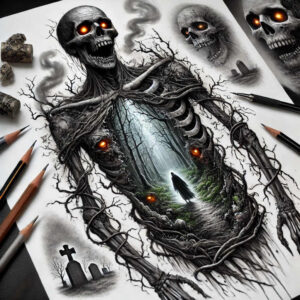 power-motif-tattoo-haunted-house-for-sternum – tattoo design ideas free ai generated – Gallery: zombies-inkby-ai